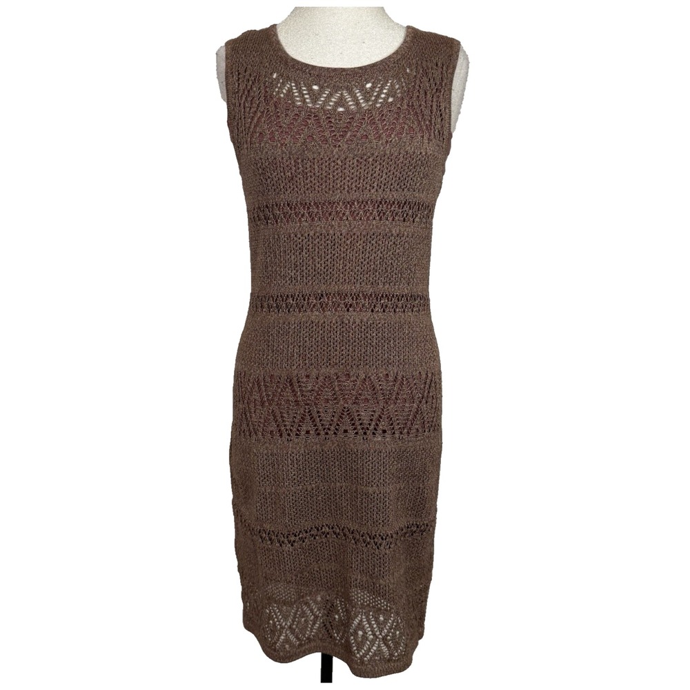 Peruvian Connection Textured Brown Midi Dress